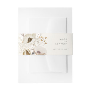 Whimsical Wildflower   Ivory Invitation Belly Band