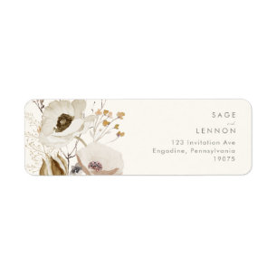 Whimsical Wildflower   Ivory Return Address Label