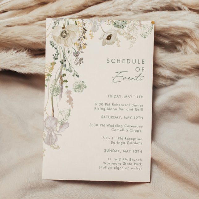 Whimsical Wildflower | Ivory Schedule of Events Enclosure Card (Creator Uploaded)