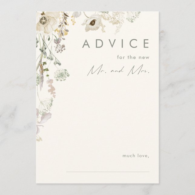 Whimsical Wildflower | Ivory Wedding Advice Card (Front)