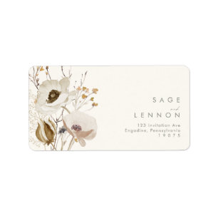 Whimsical Wildflower Ivory Wedding RSVP Address Label