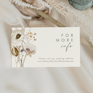 Whimsical Wildflower Ivory Wedding Website Card