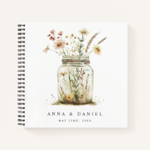 Whimsical Wildflower Mason Jar Wedding Guest Book