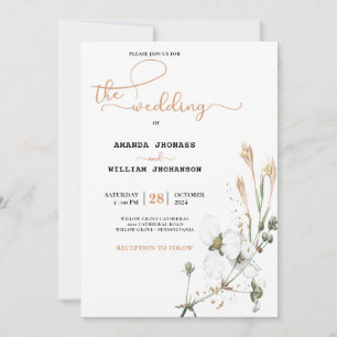 Whimsical Wildflower Meadow calligraphy Wedding Invitation