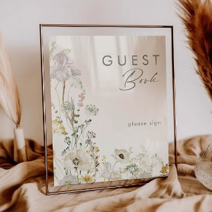 Whimsical Wildflower Meadow Ivory Guest Book Sign