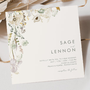 Whimsical Wildflower Meadow Ivory Square Invitation