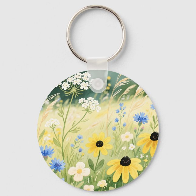 Whimsical Wildflower Meadow  Keychain (Front)