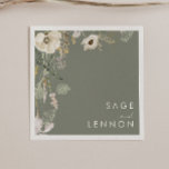 Whimsical Wildflower Meadow | Sage Green Wedding Napkin<br><div class="desc">This Whimsical Wildflower Meadow | Sage Green is perfect for your simple, elegant boho wedding. The modern rustic greenery accompanied by the minimalist watercolor wildflowers will help bring your vision to life! This design of pretty gold flowers, touches of bohemian sage green and purple is sure to complete your minimal...</div>