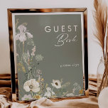 Whimsical Wildflower Meadow Sage Guest Book Sign<br><div class="desc">This Whimsical Wildflower Meadow Sage guest book sign is perfect for your simple, elegant boho wedding. The modern rustic greenery accompanied by the minimalist watercolor wildflowers will help bring your vision to life! This design of pretty gold flowers, touches of bohemian sage green and purple is sure to complete your...</div>