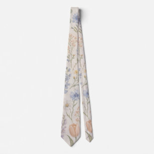 Whimsical Wildflower Meadow Watercolor Floral Tie