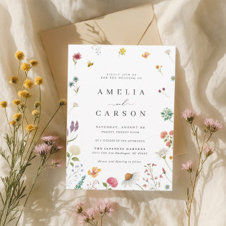 Whimsical Wildflower Meadow Wedding Invitation