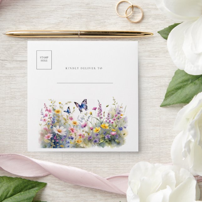 Whimsical wildflower meadows  envelope (Wedding)