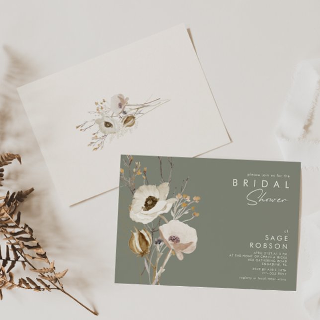 Whimsical Wildflower | Sage Green Bridal Shower Invitation (Creator Uploaded)