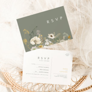 Whimsical Wildflower Sage Song Request RSVP Card