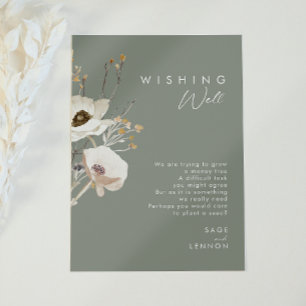 Whimsical Wildflower Sage Wedding Wishing Well Enclosure Card