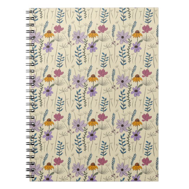 Whimsical Wildflower Seamless Pattern Notebook (Front)