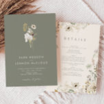 Whimsical Wildflower Simple Sage Green All In One  Invitation<br><div class="desc">This Whimsical Wildflower Simple Sage Green all in one invitation is perfect for your simple, elegant boho wedding. The modern rustic greenery accompanied by the minimalist watercolor wildflowers will help bring your vision to life! This design of pretty gold flowers, touches of bohemian sage green and purple is sure to...</div>