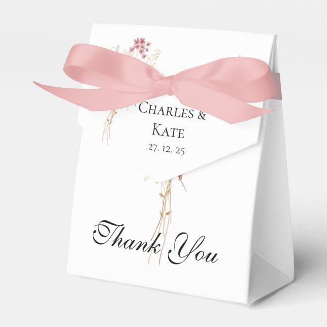 Whimsical Wildflower Spring Summer fall Wedding  Favor Box (Front Side)