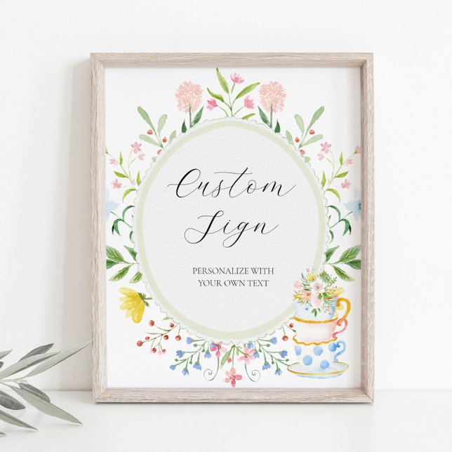 Whimsical Wildflower Tea Party Custom Text Sign (Creator Uploaded)