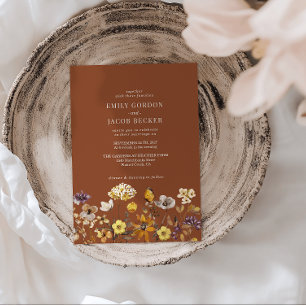 Whimsical Wildflower Terracotta Boho Wedding Invitation