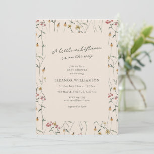 Whimsical Wildflower Theme Floral Boho Baby Shower Invitation