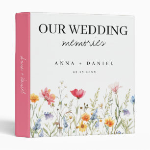 Whimsical Wildflower Wedding 3 Ring Binder