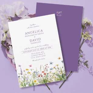 Whimsical Wildflowers Butterflies Wedding Invitation