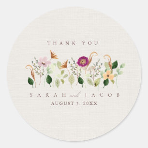 Whimsical Wildflowers Garden Wedding Classic Round Sticker
