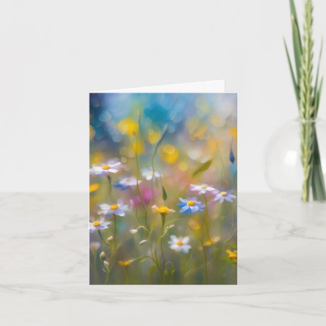 Whimsical Wildflowers In The Wind Note Card (Front)