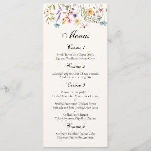 Whimsical Wildflowers Meadow Wedding Menu