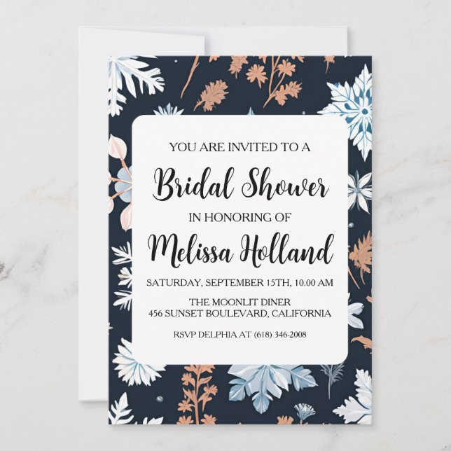Whimsical wildflowers winter bridal shower invitation (Front)