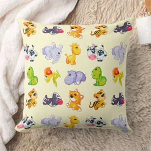 Whimsical Wildlife: Adorable Animal Friends Throw Pillow
