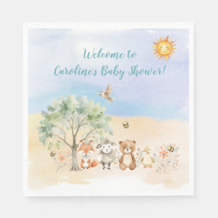 Whimsical Wildlife Animals Baby Shower Napkin
