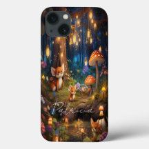 Whimsical Wildlife - Cute Animal Foxes Mushroom