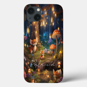 Whimsical Wildlife - Cute Animal Foxes Mushroom iPhone 13 Case
