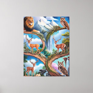 Whimsical Wildlife Fantasy Intricate Miniature Canvas Print