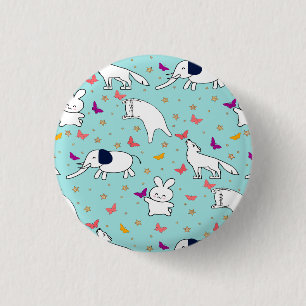 Whimsical Wildlife Wonderland 1 Inch Round Button