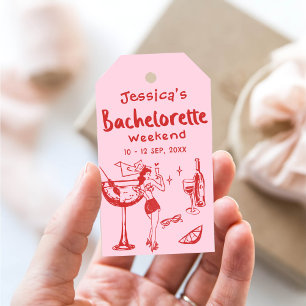 Whimsical Wine Doodle Bachelorette Party Weekend Gift Tags