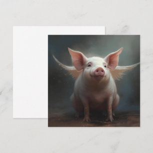 Whimsical Winged Flying Pig Surreal Dreamy Art Invitation