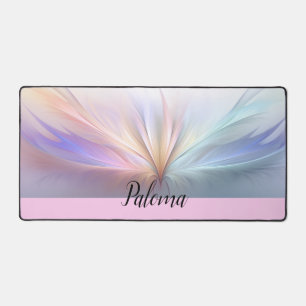Whimsical Wings: Pastel Spectrum Feather Desk Mat