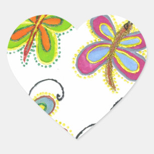 Whimsical Wings: Stunning Butterfly-Themed design Heart Sticker