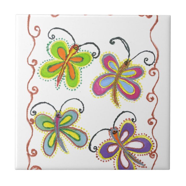 Whimsical Wings: Stunning Butterfly-Themed design Tile (Front)