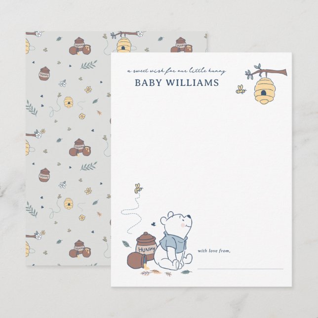 Whimsical Winnie the Pooh Hunny Baby Shower Card (Front/Back)