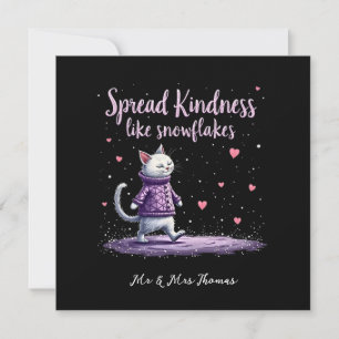 Whimsical Winter Cat Kindness Graphic Cozy Feline Invitation