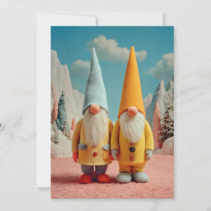 Whimsical Winter Christmas Gnome Pair Holiday Card