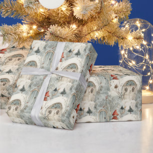 Whimsical Winter Cottage Magical Christmas Scene  Wrapping Paper