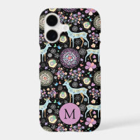 Whimsical Winter Deer Snowflakes Pattern Monogram