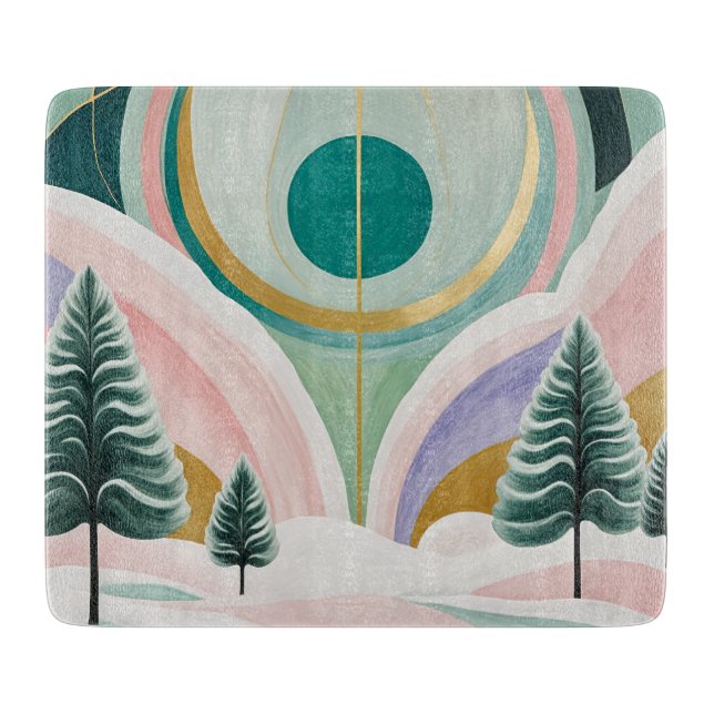 Whimsical Winter Dreamscape Cutting Board (Front)