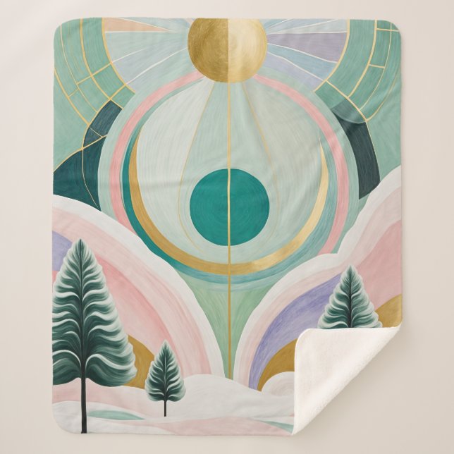 Whimsical Winter Dreamscape Sherpa Blanket (Front)