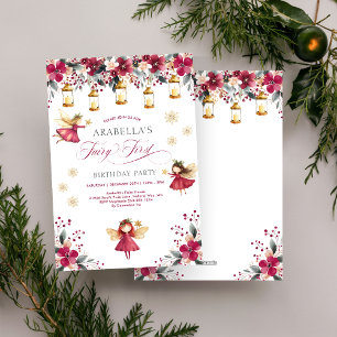 Whimsical Winter Fairy First Birthday Party Invitation